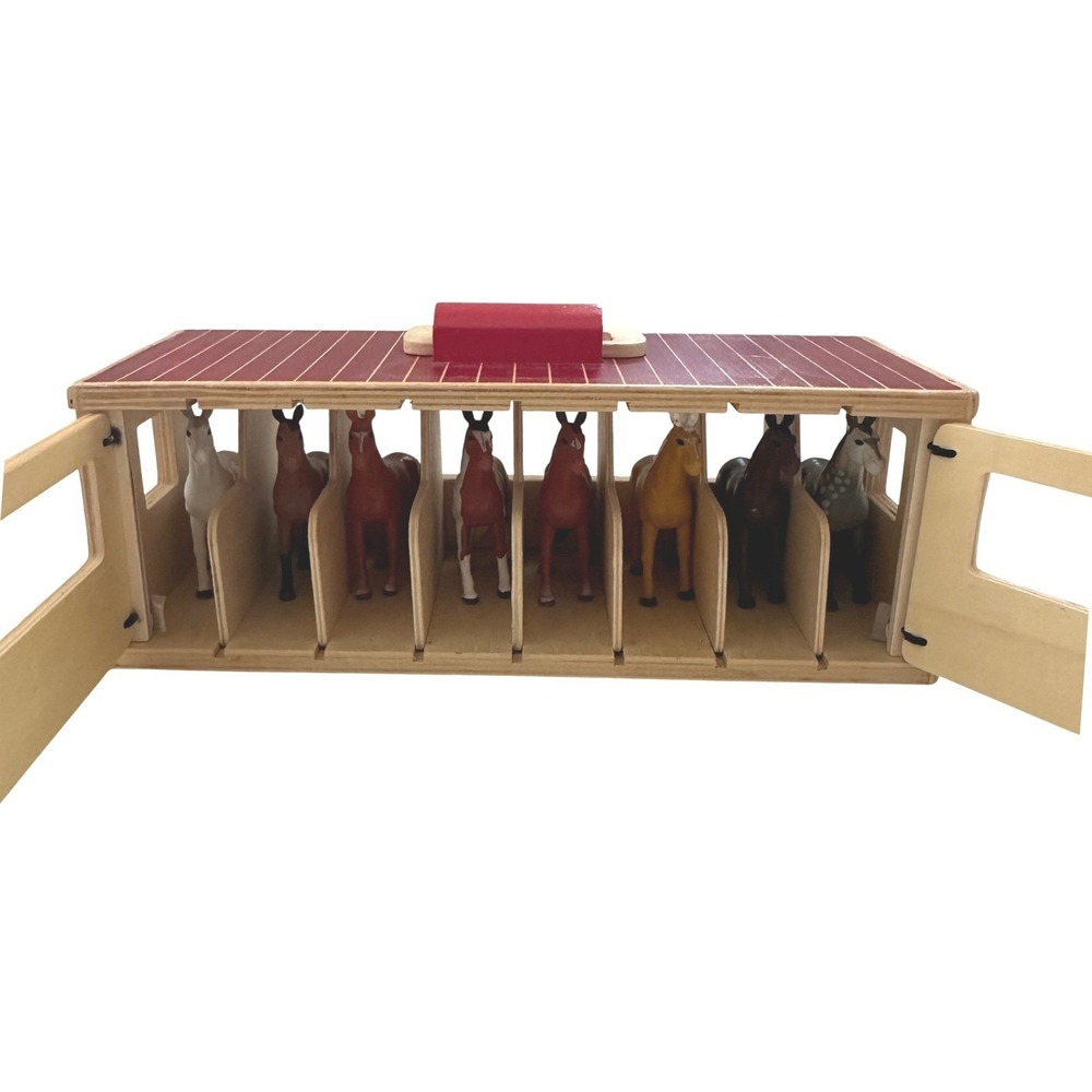 Melissa & Doug Take-Along Show-Horse Stable Wooden Toy Set with 8 Horses 3744 - Picture 6 of 7